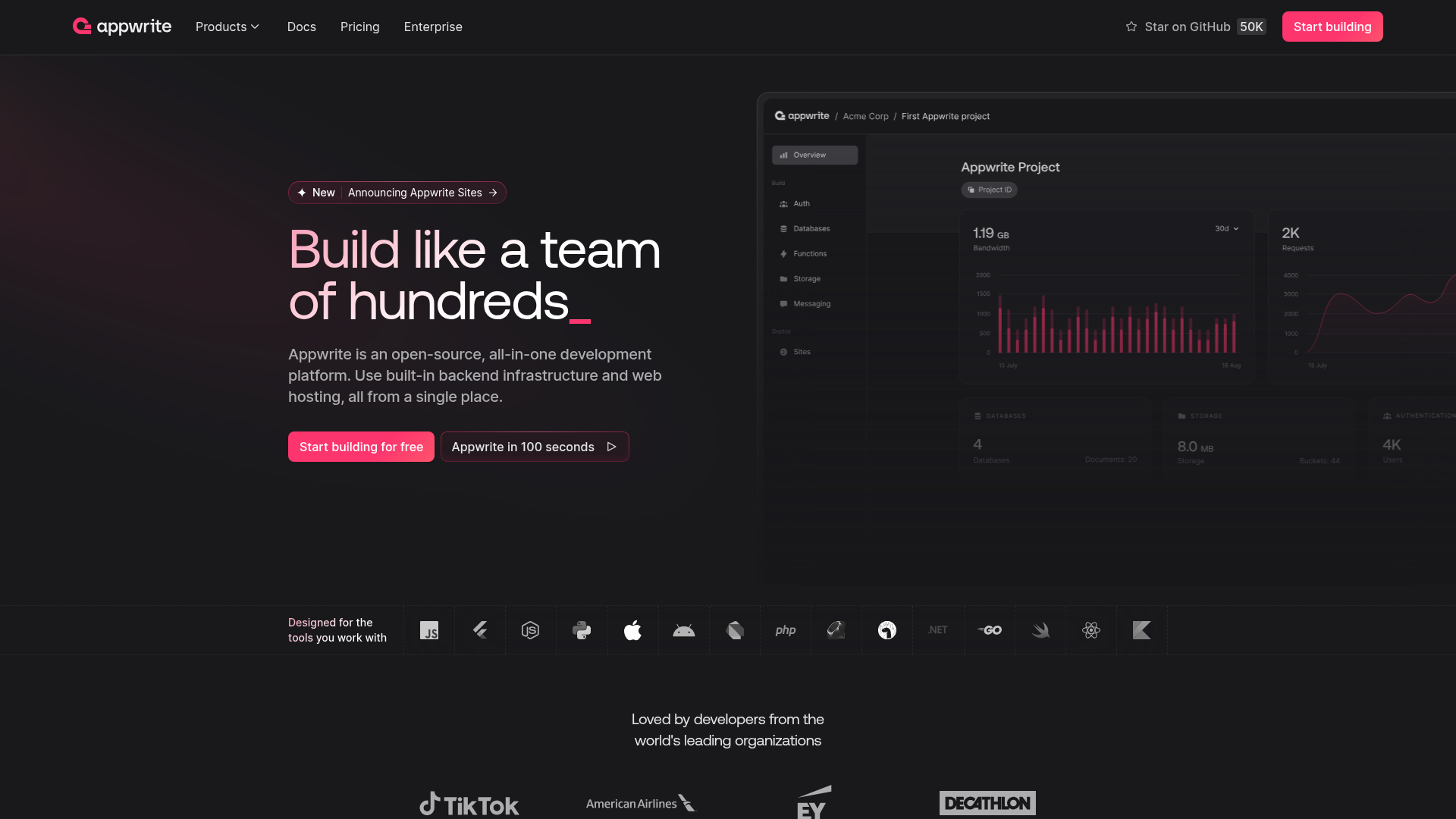 Appwrite screenshot