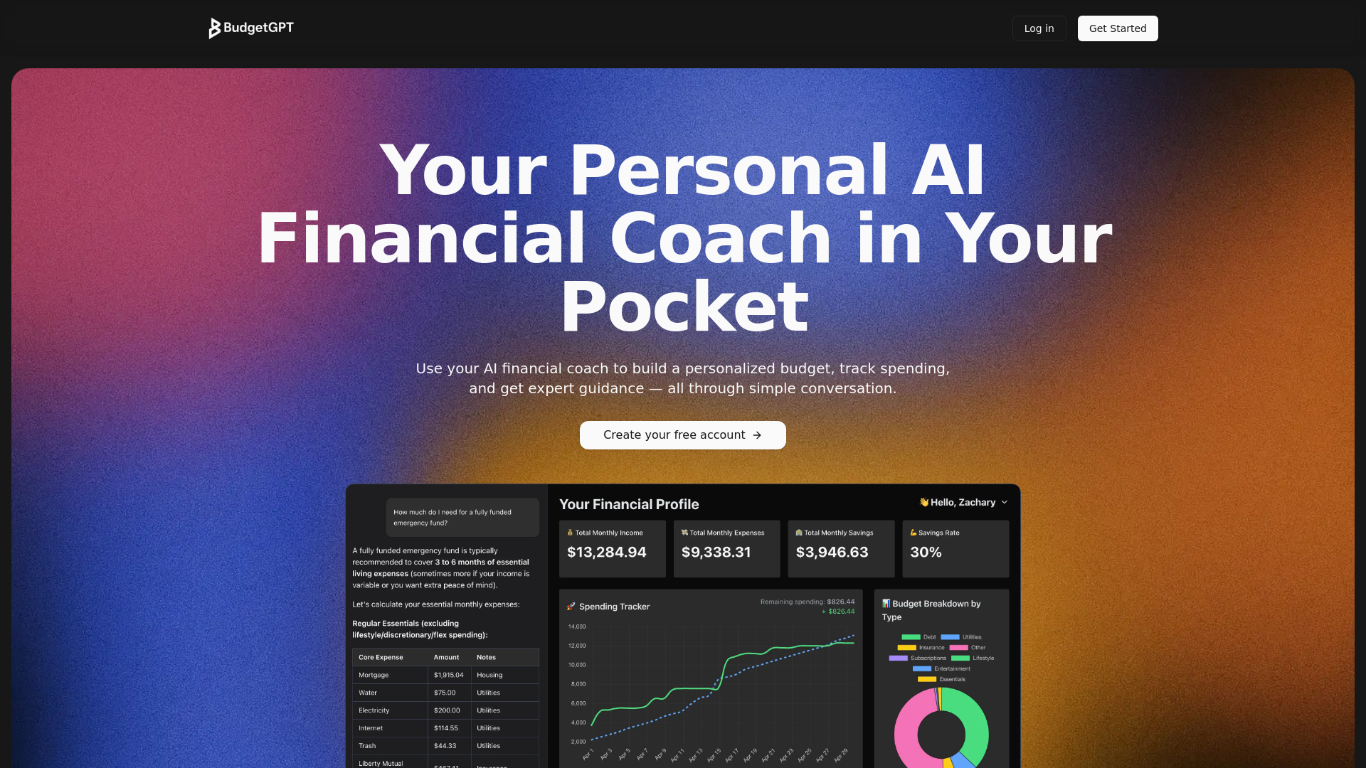 BudgetGPT screenshot