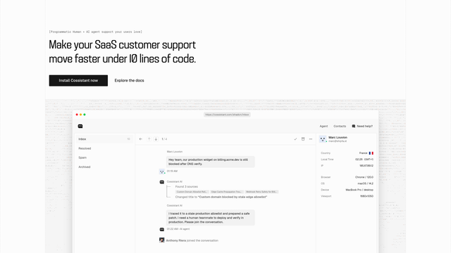 Cossistant screenshot