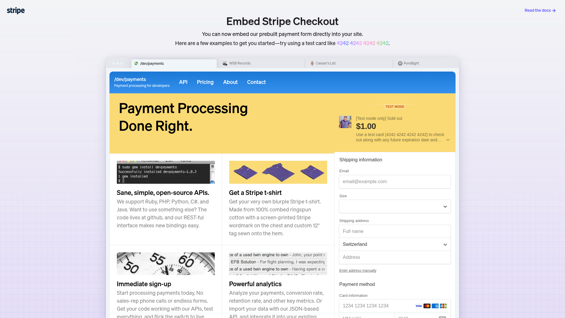 Stripe Checkout screenshot