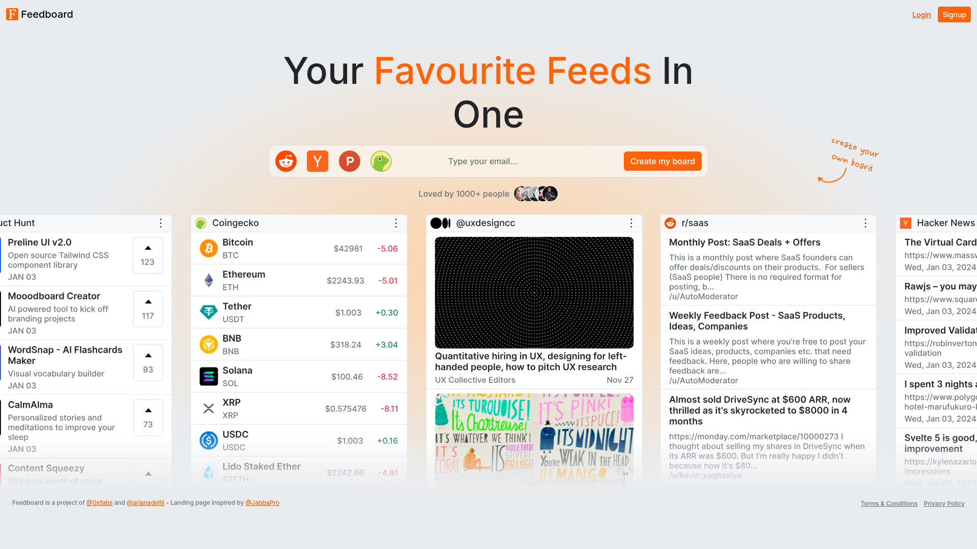 Feedboard screenshot