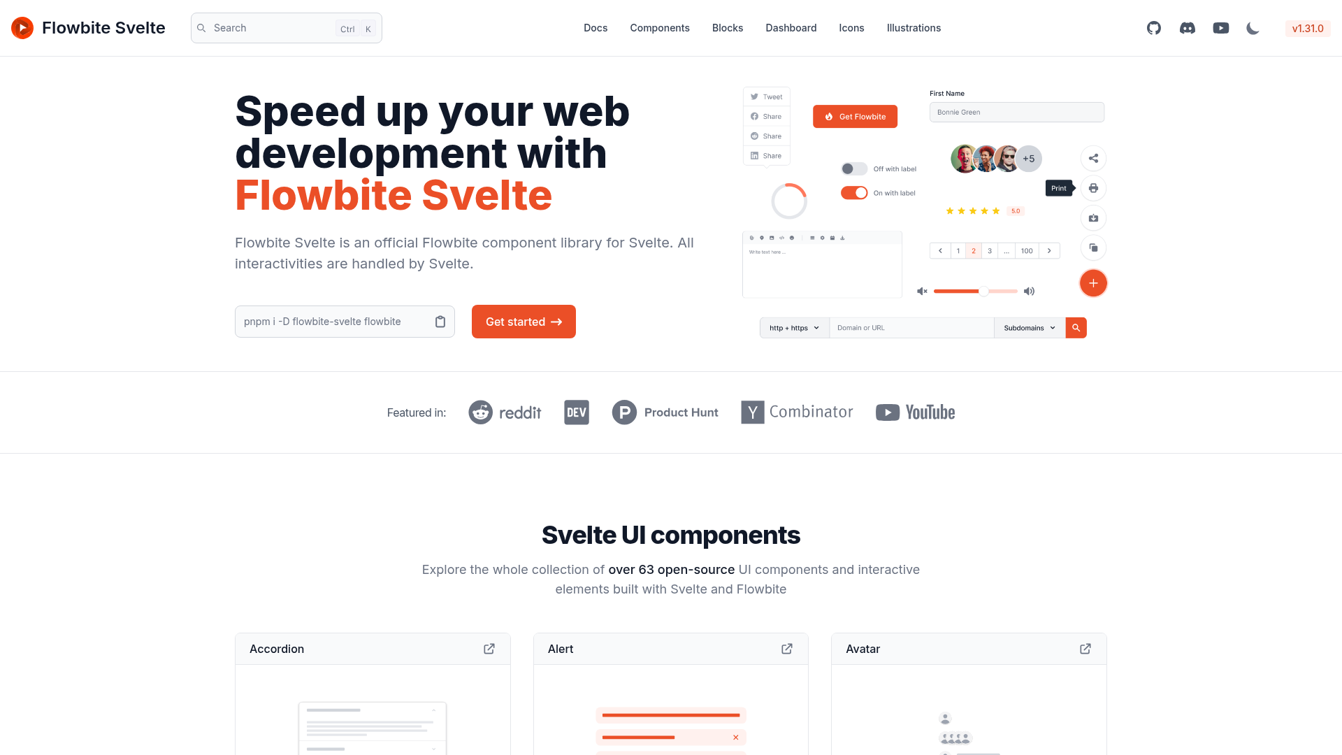 Flowbite Svelte screenshot