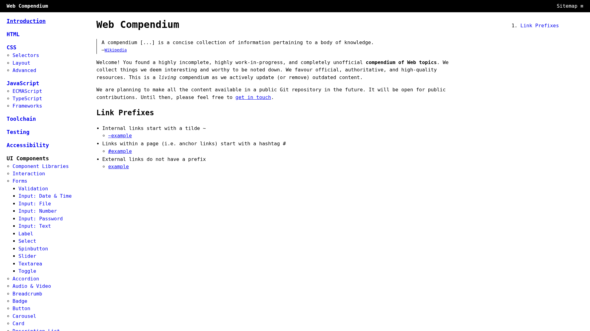 Web Compendium screenshot