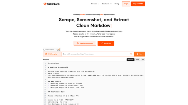 Geekflare API screenshot