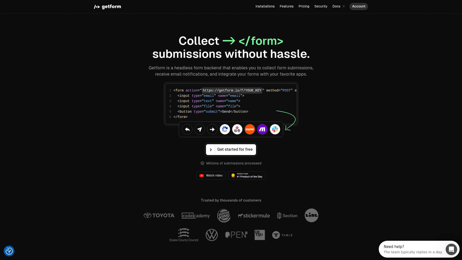 Getform screenshot