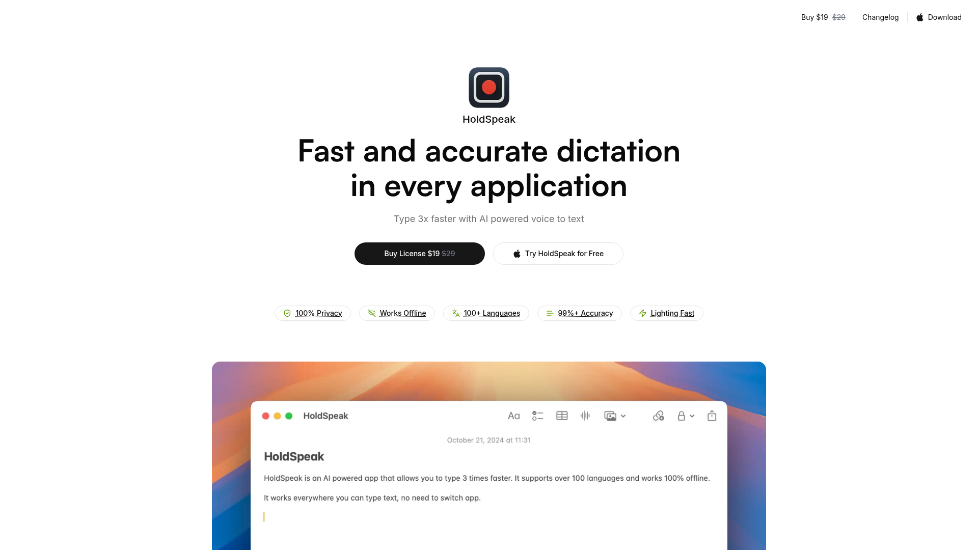 HoldSpeak screenshot