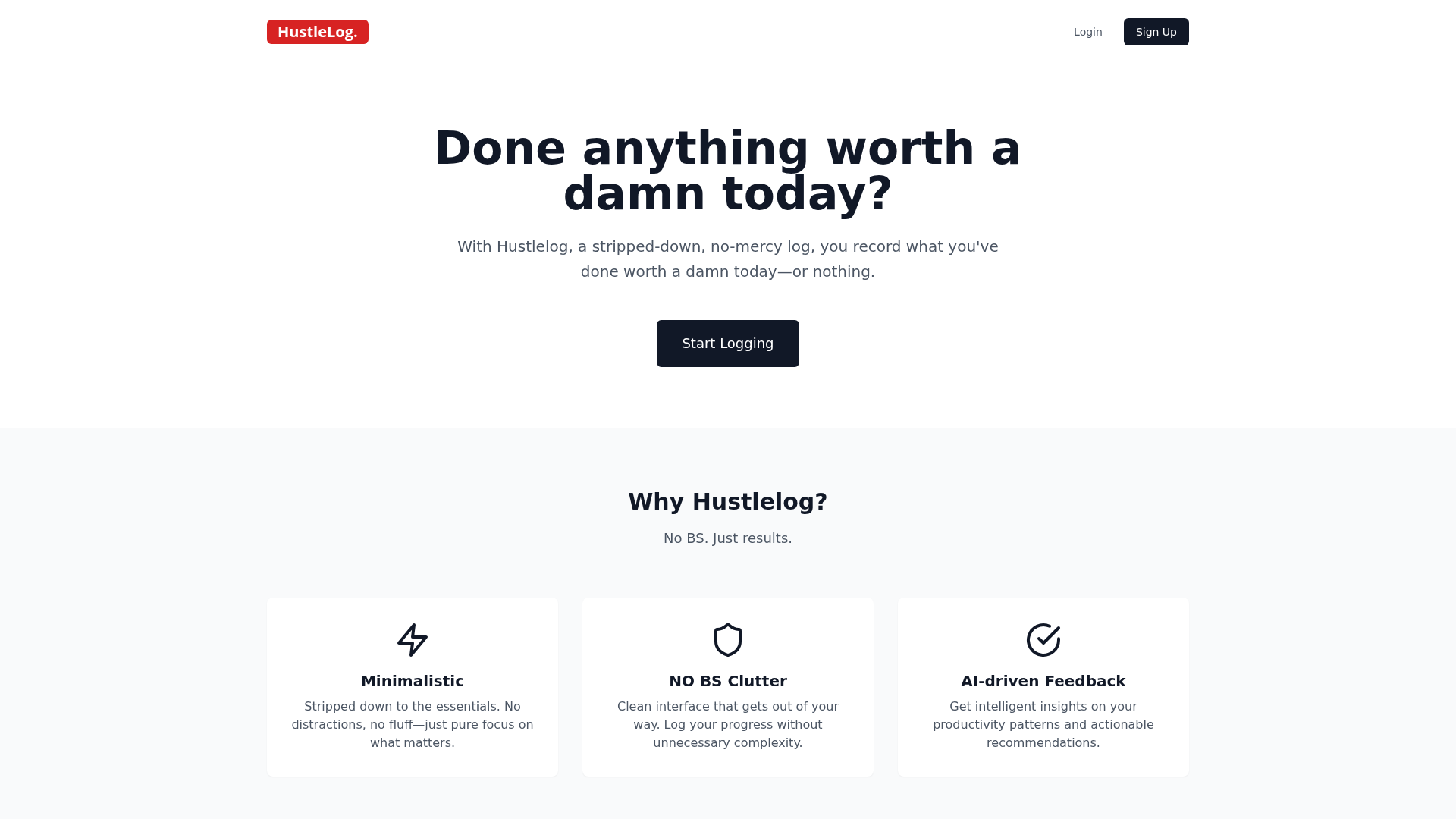 Hustlelog screenshot