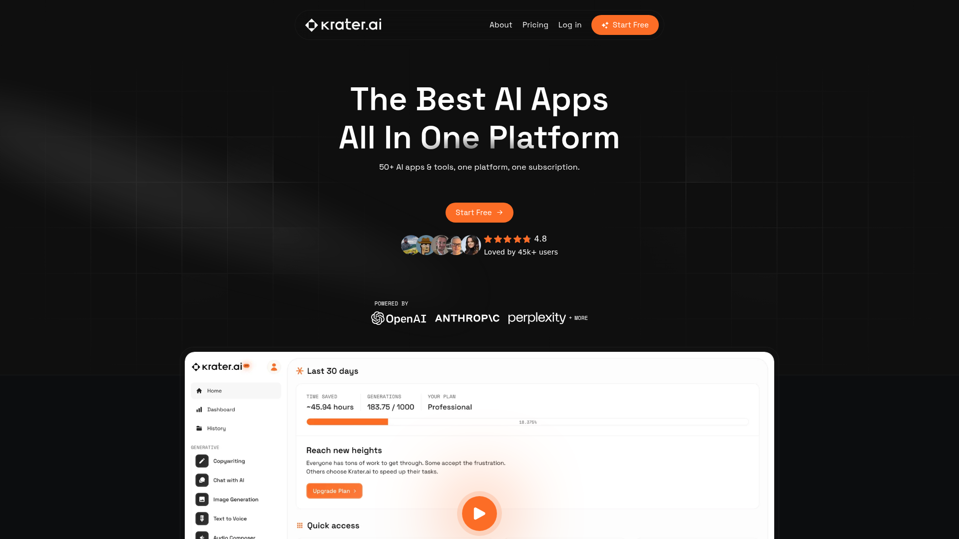 Krater.ai screenshot