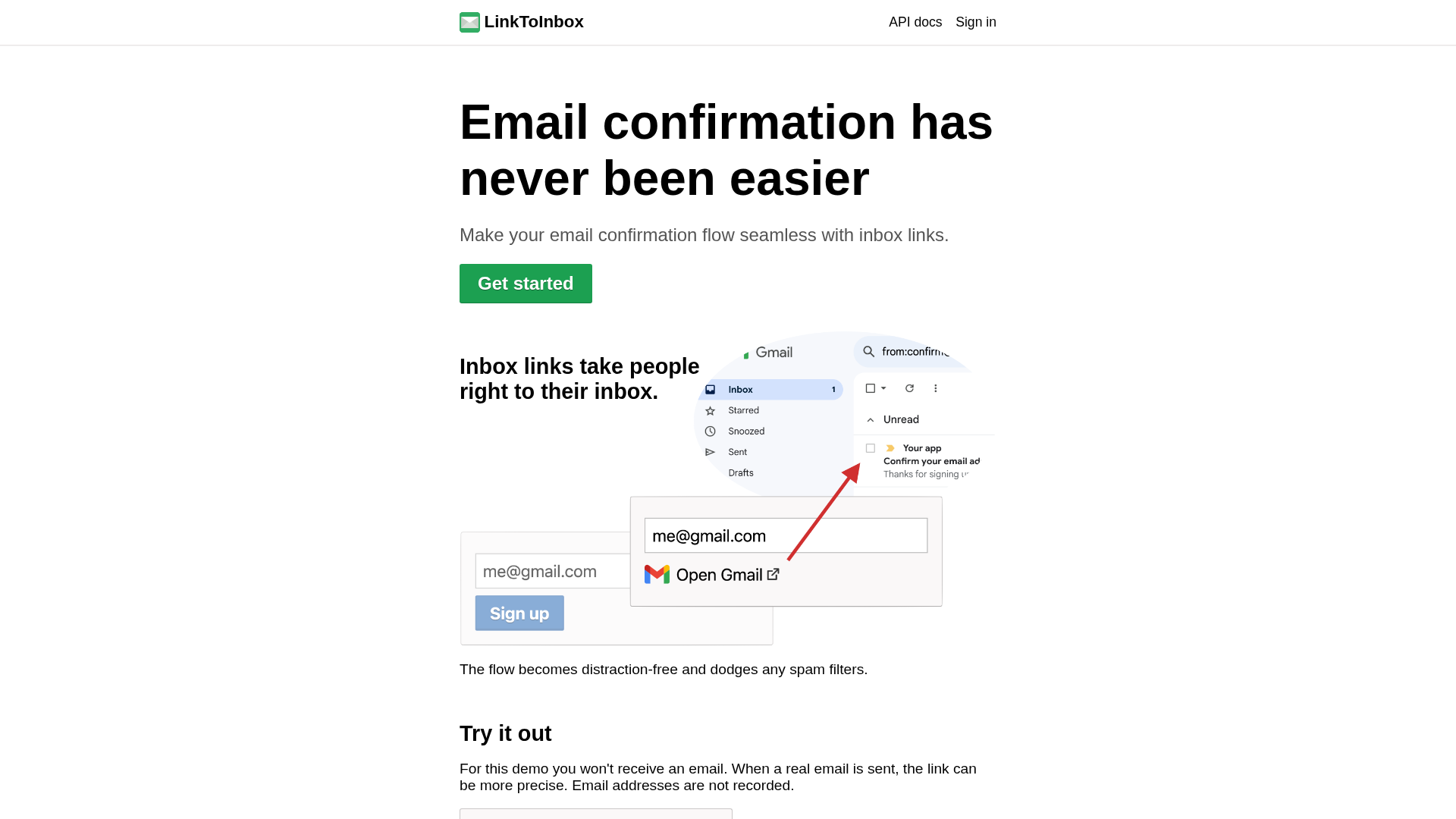 LinkToInbox screenshot