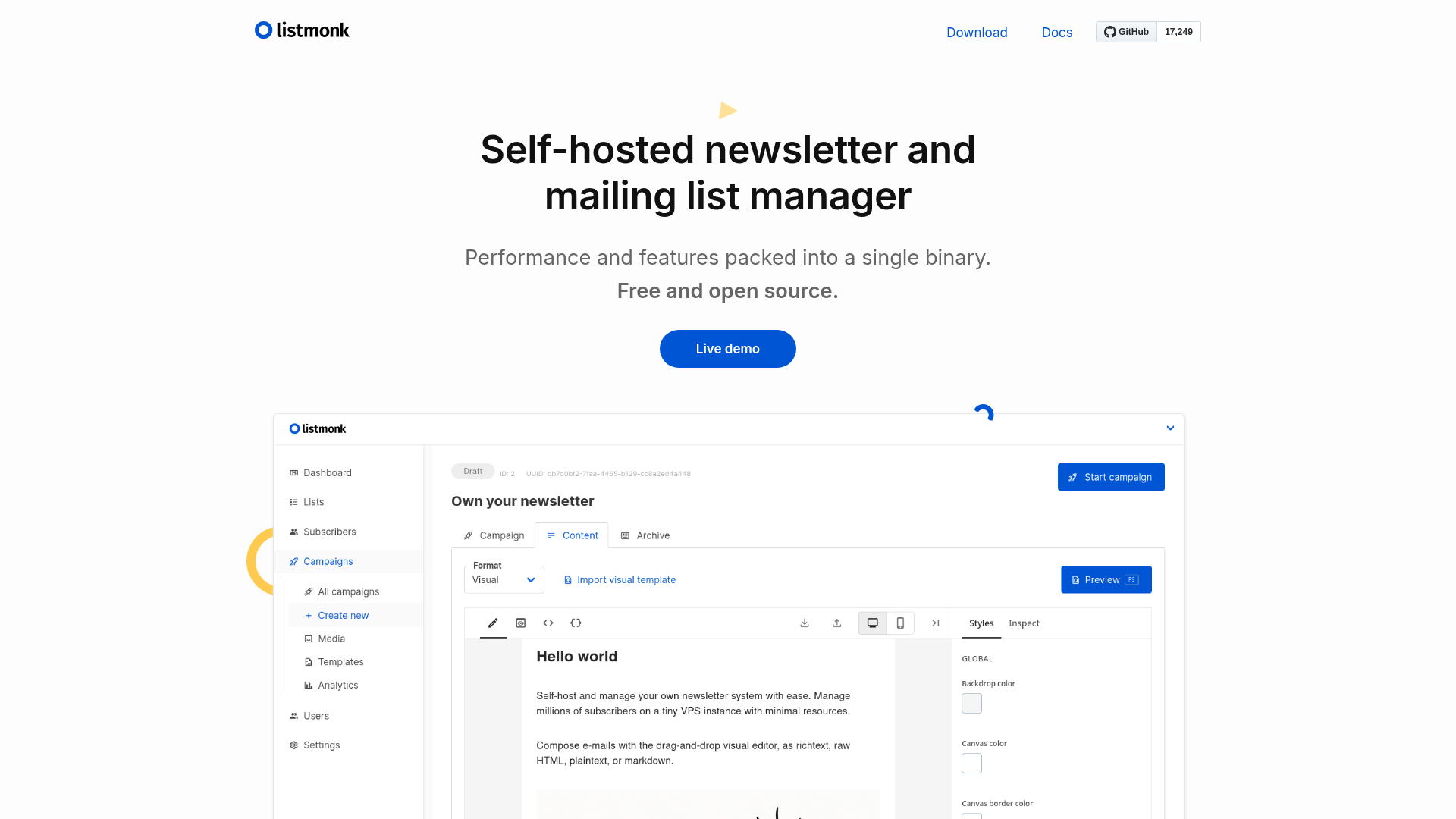 listmonk+app