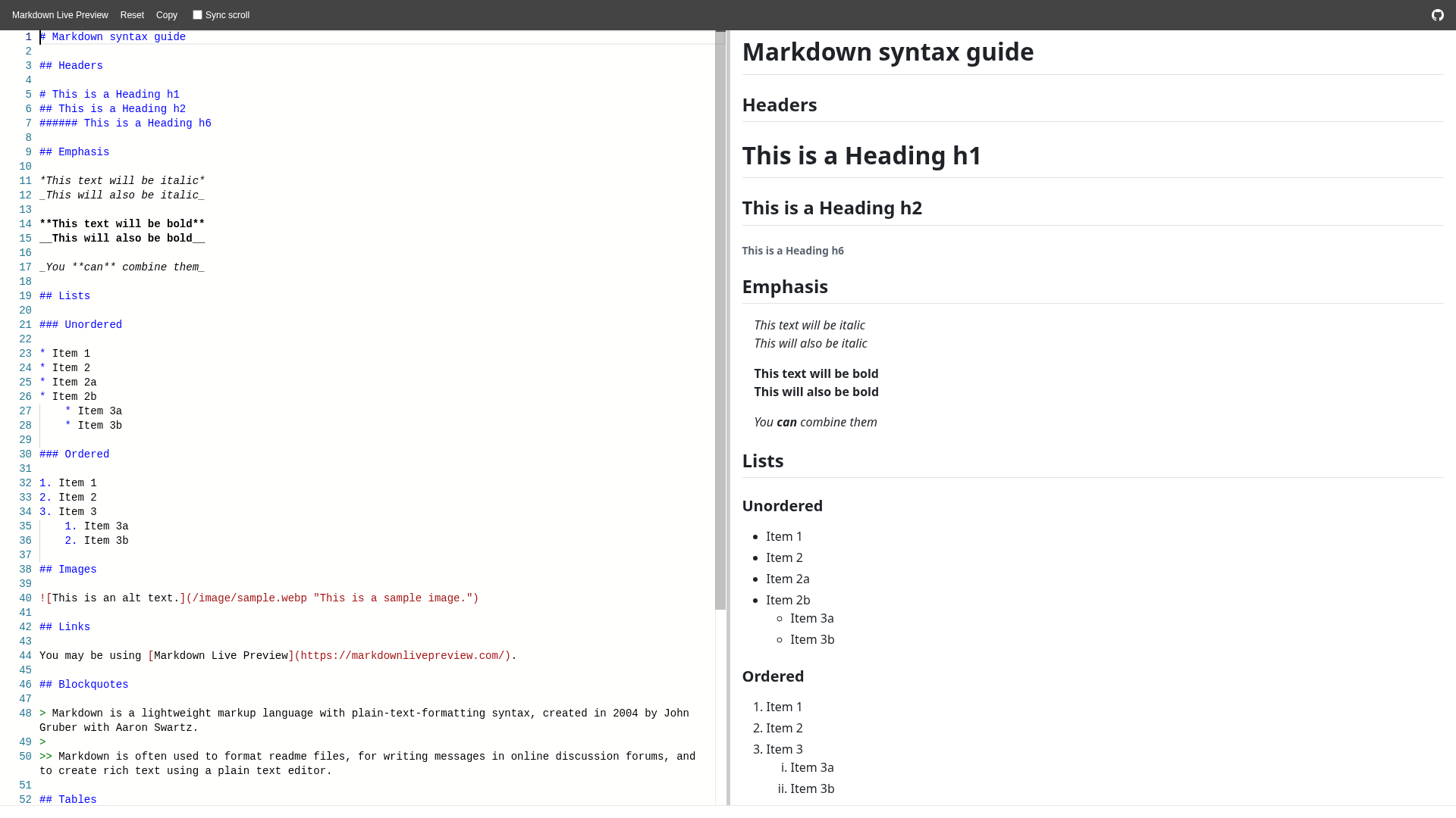 Markdown Live Preview screenshot