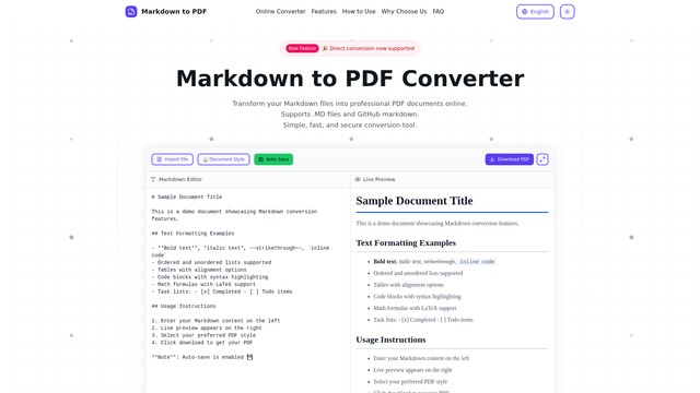 Markdown to PDF Converter screenshot