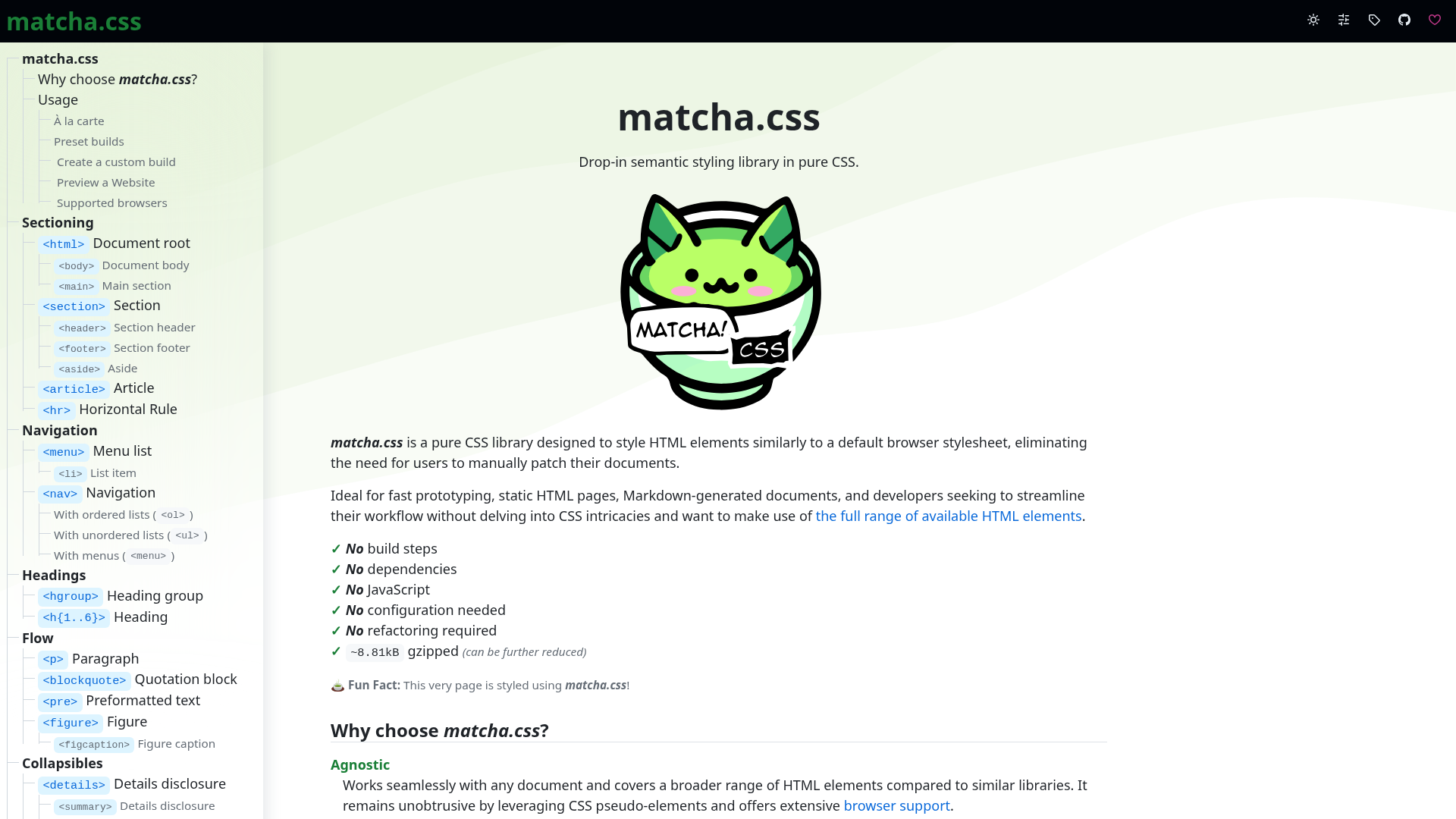matcha.css screenshot