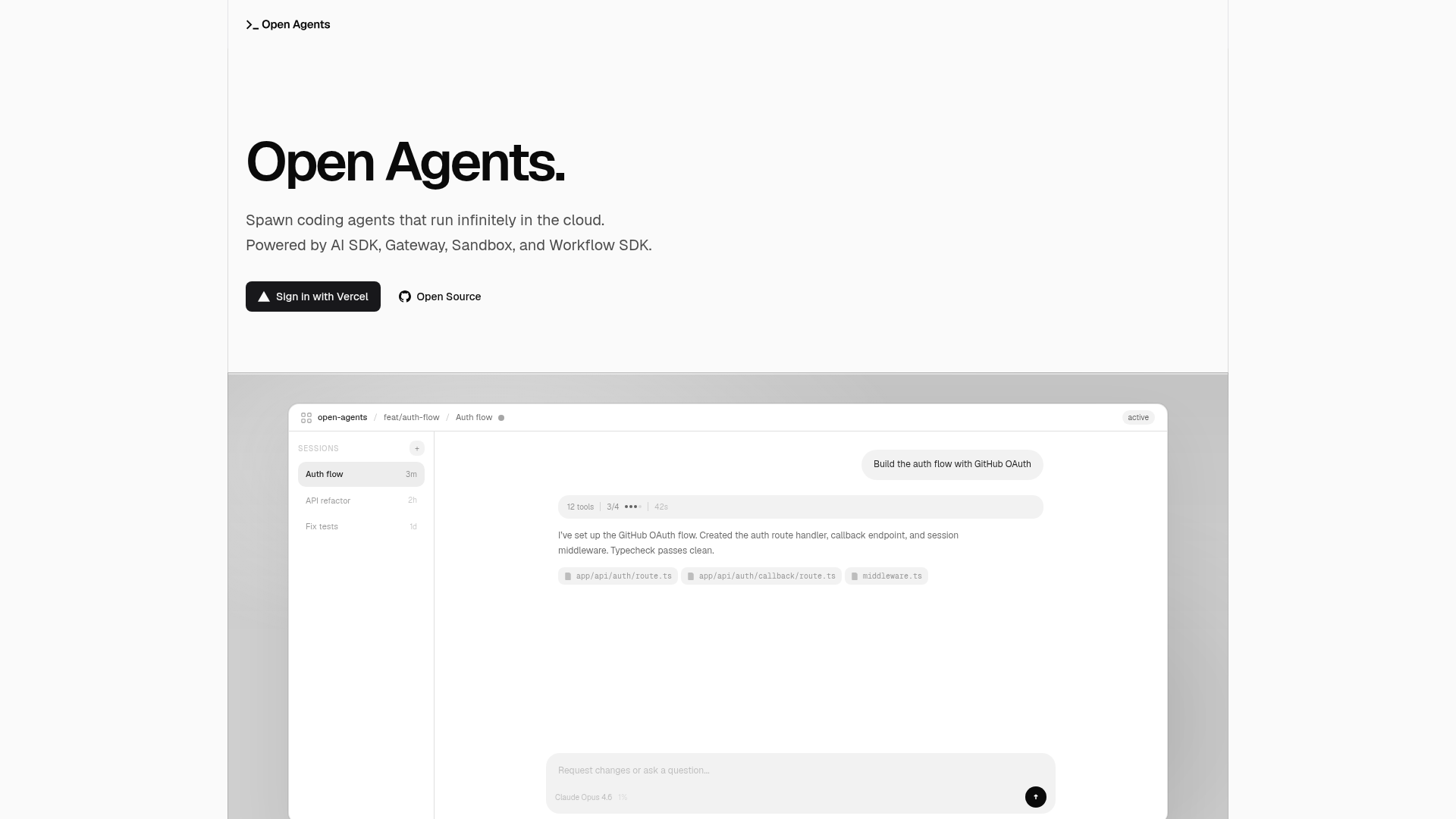 Open Agents screenshot