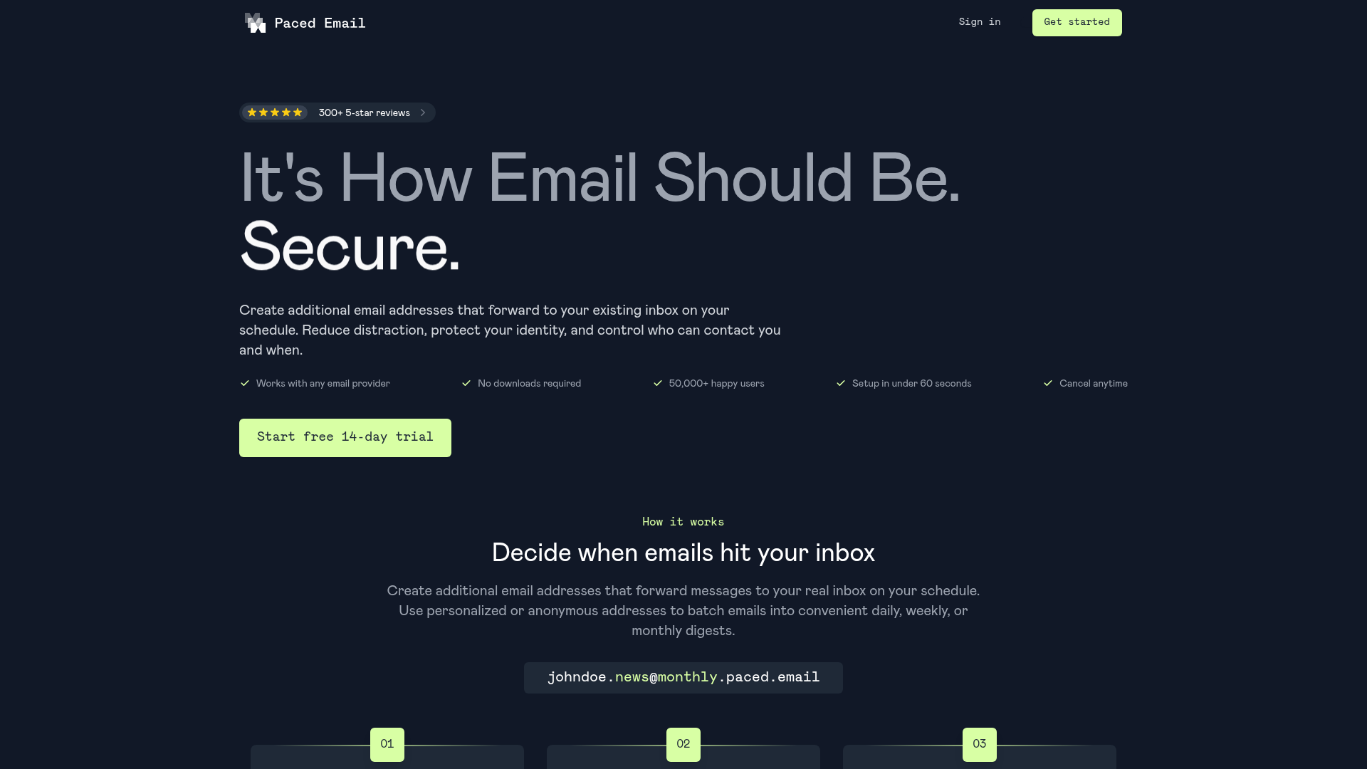 Paced Email screenshot