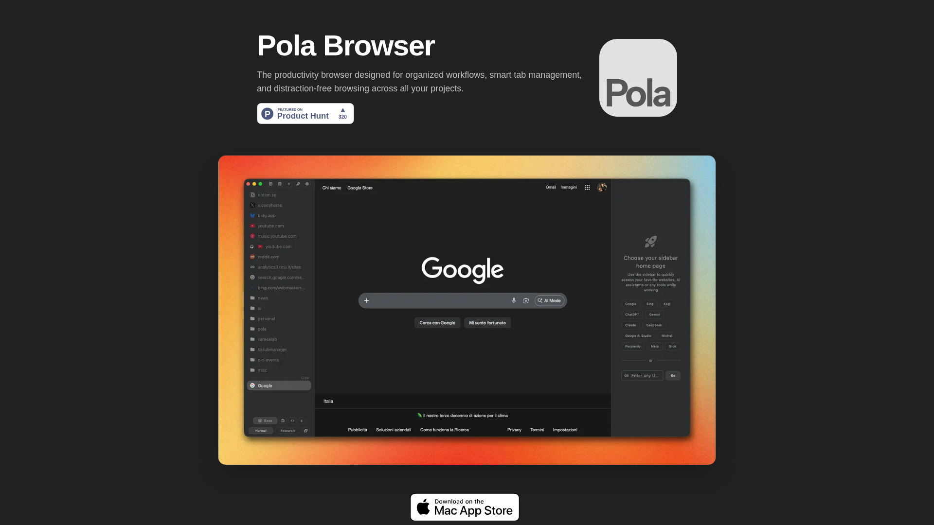 Pola Browser screenshot