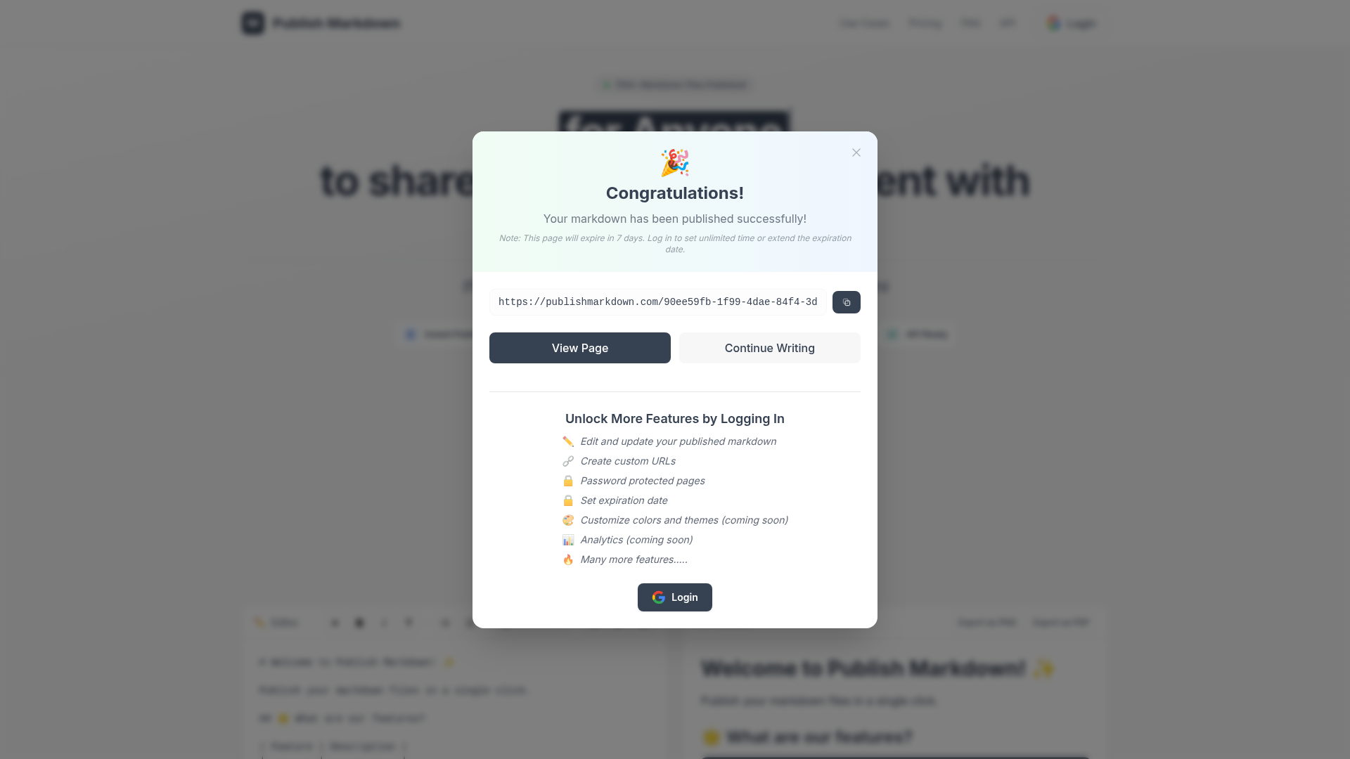 Publish Markdown screenshot