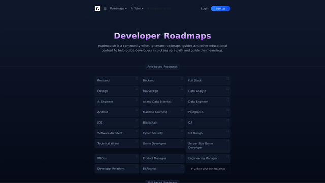 Developer Roadmaps screenshot