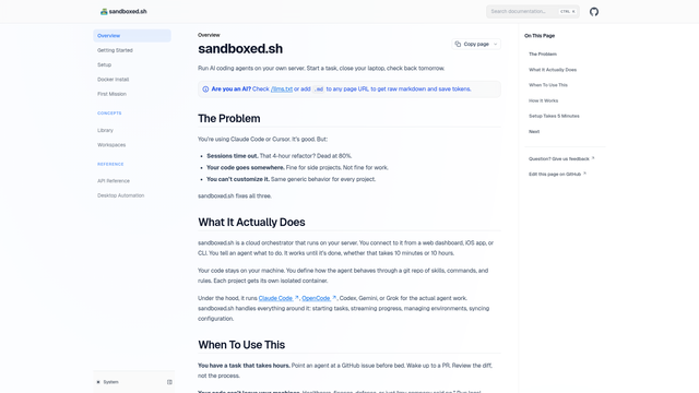 sandboxed.sh screenshot