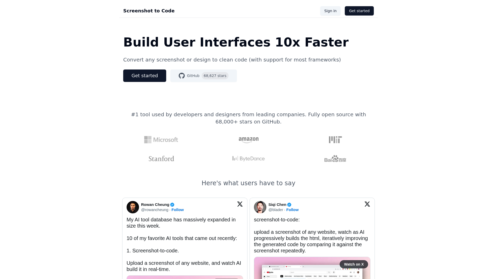 Screenshot to Code screenshot