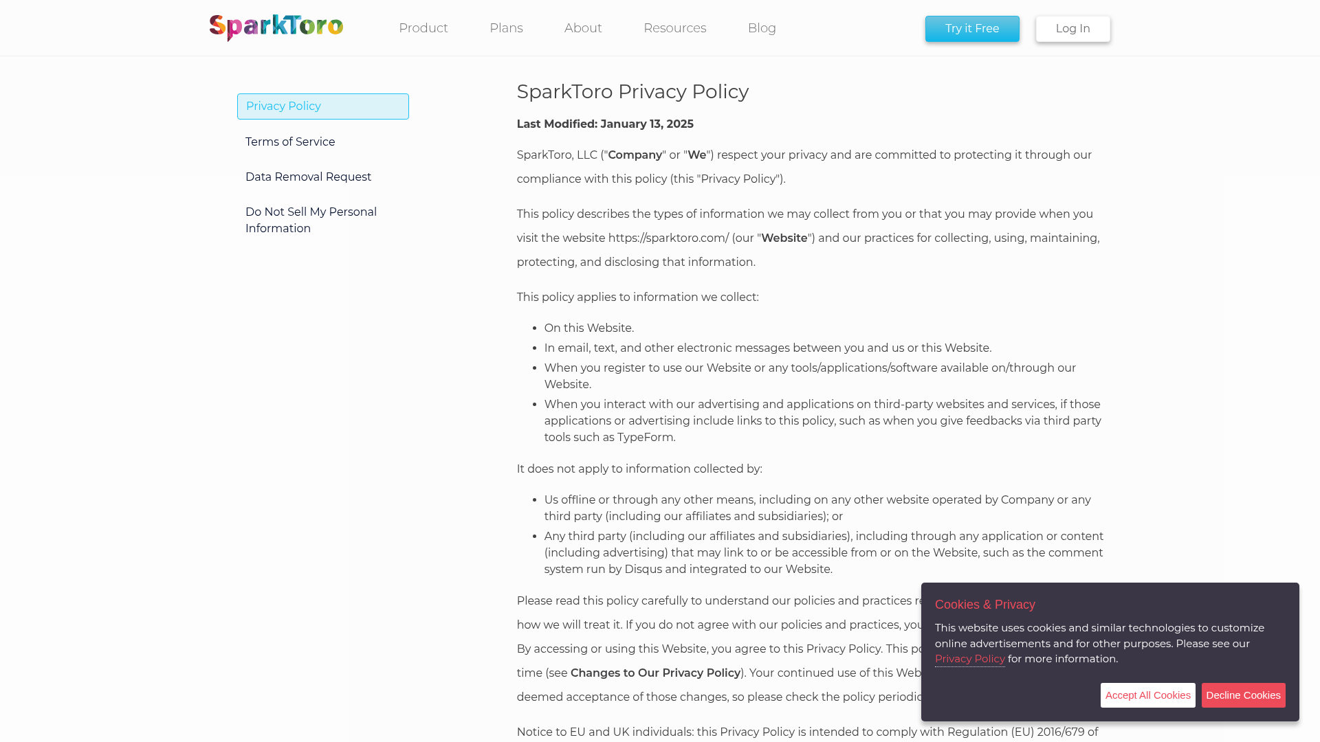 SparkToro screenshot