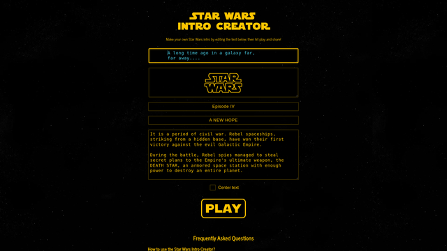 Star Wars Intro Creator screenshot