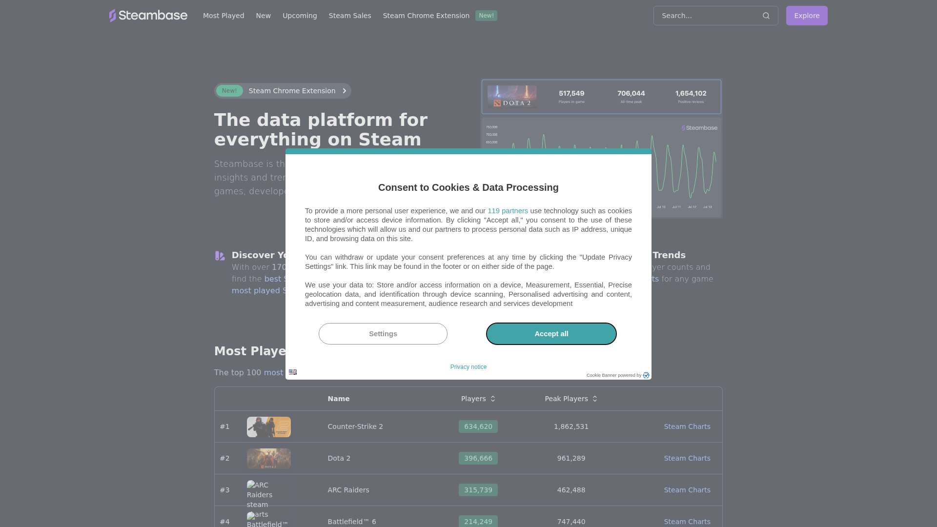 Steambase screenshot