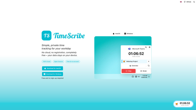 TimeScribe screenshot