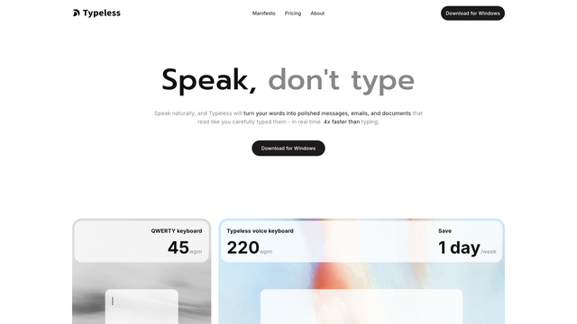 Typeless screenshot