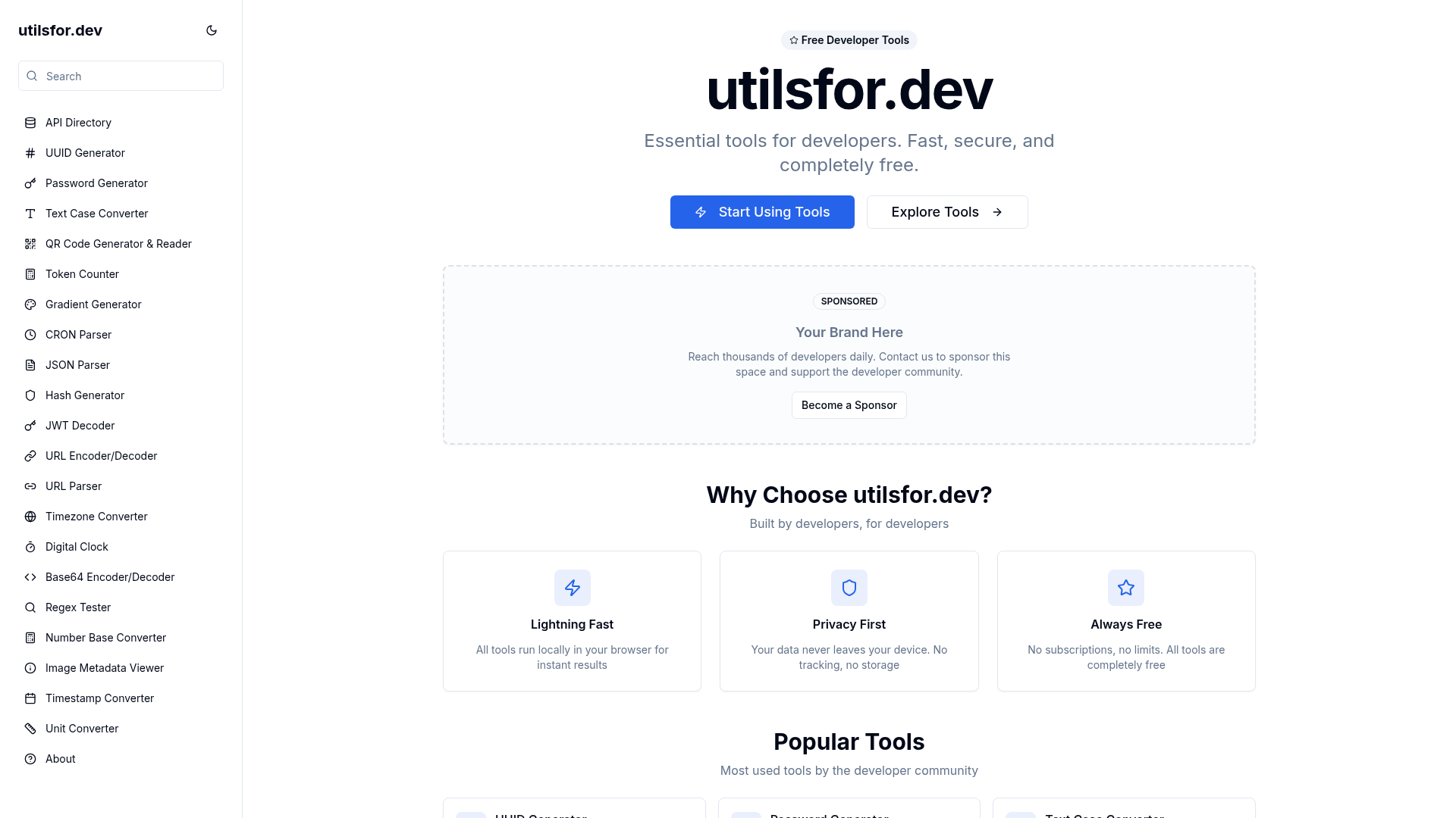 utilsfor.dev screenshot