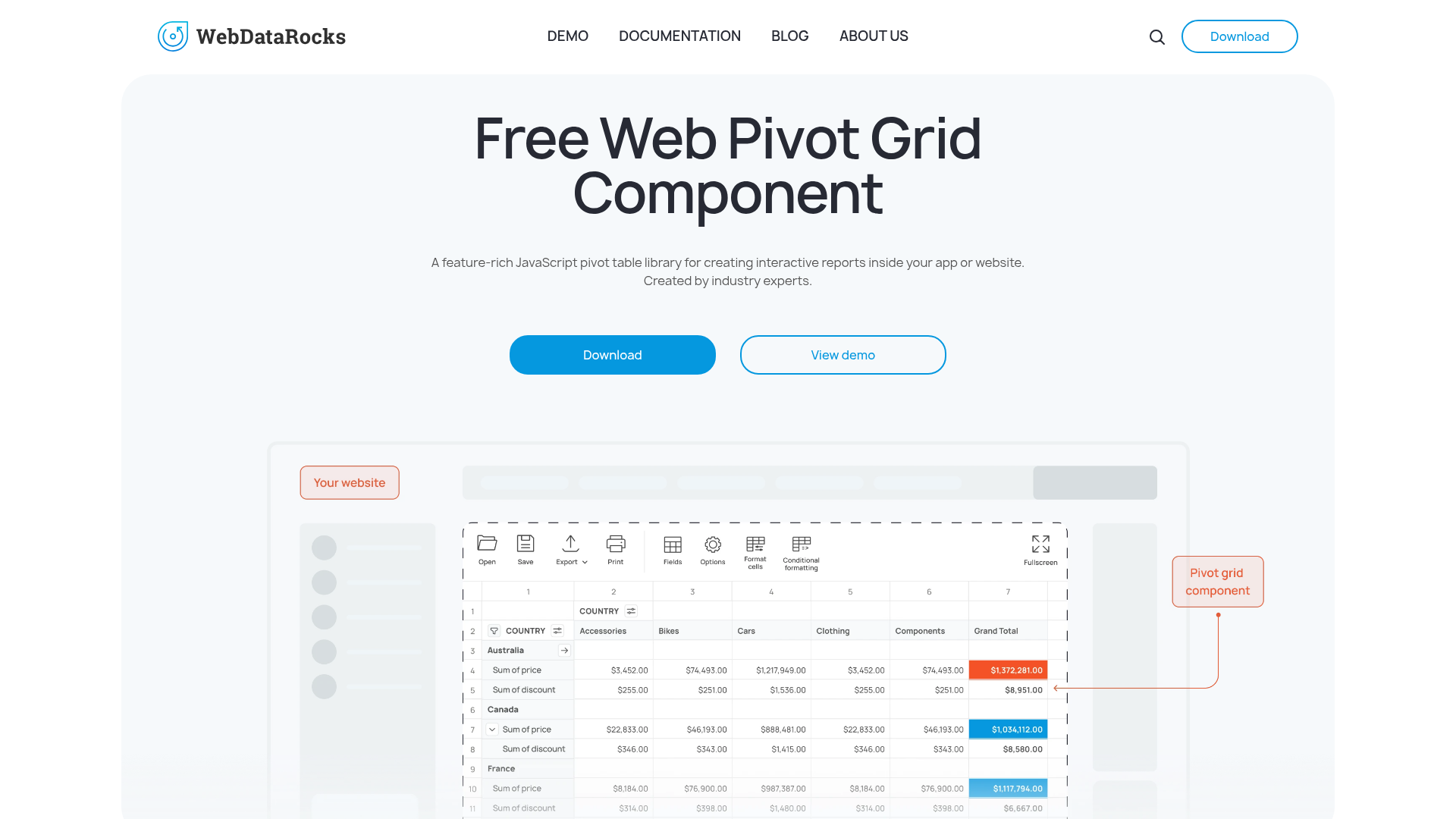 WebDataRocks screenshot